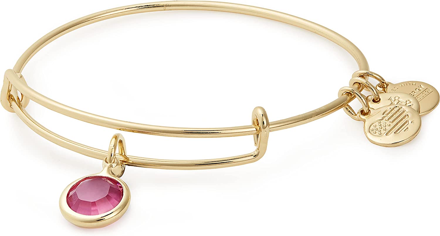 Alex and Ani Birthstones Expandable Bangle for Women, Crystal Charm for Every Month, Shiny Finish, 2 to 3.5 In Apparel & Accessories > Jewelry > Bracelets Alex and Ani Shiny Gold Finish Rose Crystal 