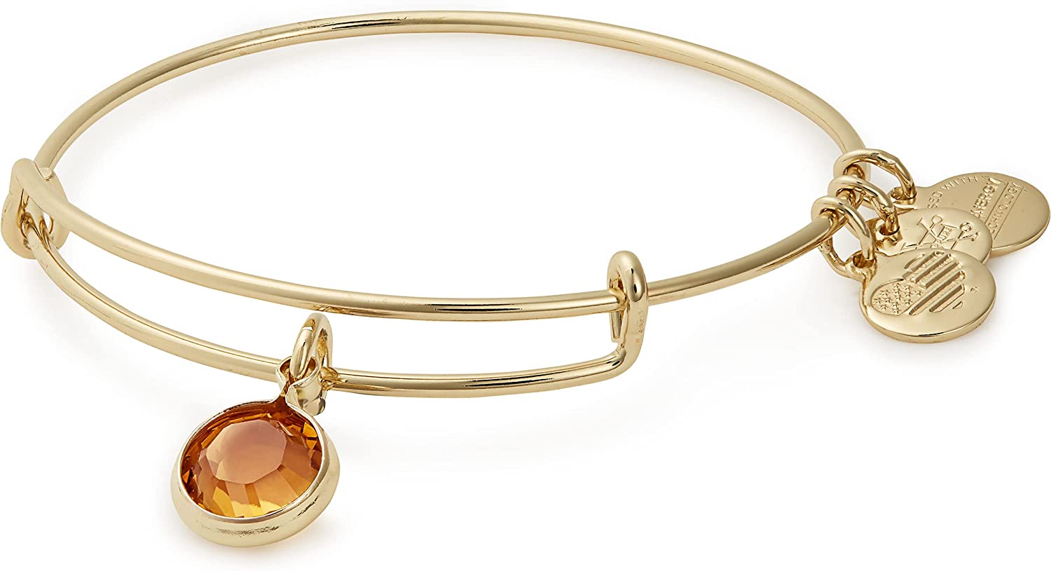 Alex and Ani Birthstones Expandable Bangle for Women, Crystal Charm for Every Month, Shiny Finish, 2 to 3.5 In Apparel & Accessories > Jewelry > Bracelets Alex and Ani Shiny Gold Finish Topaz Crystal 