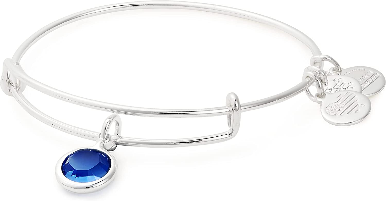 Alex and Ani Birthstones Expandable Bangle for Women, Crystal Charm for Every Month, Shiny Finish, 2 to 3.5 In Apparel & Accessories > Jewelry > Bracelets Alex and Ani Shiny Silver Finish Sapphire Crystal 