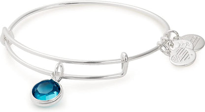 Alex and Ani Birthstones Expandable Bangle for Women, Crystal Charm for Every Month, Shiny Finish, 2 to 3.5 In Apparel & Accessories > Jewelry > Bracelets Alex and Ani Shiny Silver Finish Blue Zircon Crystal 