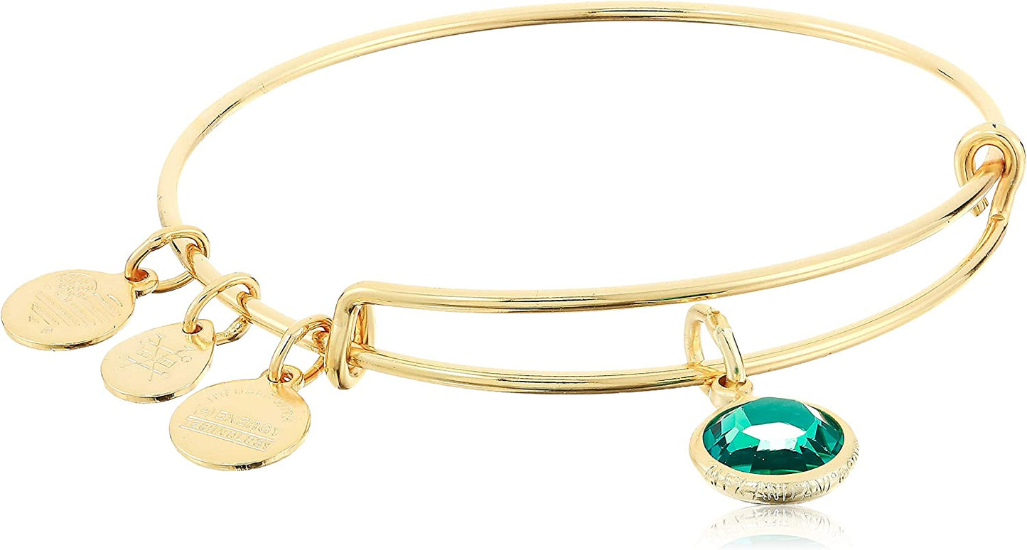 Alex and Ani Birthstones Expandable Bangle for Women, Crystal Charm for Every Month, Shiny Finish, 2 to 3.5 In Apparel & Accessories > Jewelry > Bracelets Alex and Ani Shiny Gold Finish Blue Zircon Crystal 