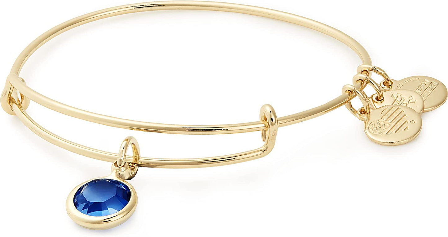 Alex and Ani Birthstones Expandable Bangle for Women, Crystal Charm for Every Month, Shiny Finish, 2 to 3.5 In Apparel & Accessories > Jewelry > Bracelets Alex and Ani Shiny Gold Finish Sapphire Crystal 