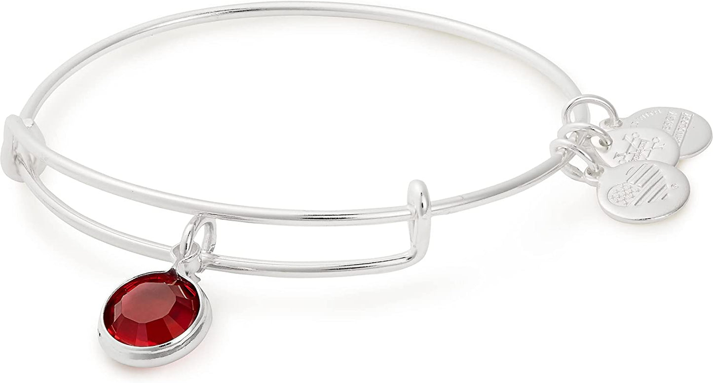 Alex and Ani Birthstones Expandable Bangle for Women, Crystal Charm for Every Month, Shiny Finish, 2 to 3.5 In Apparel & Accessories > Jewelry > Bracelets Alex and Ani Shiny Silver Finish Scarlet Crystal 
