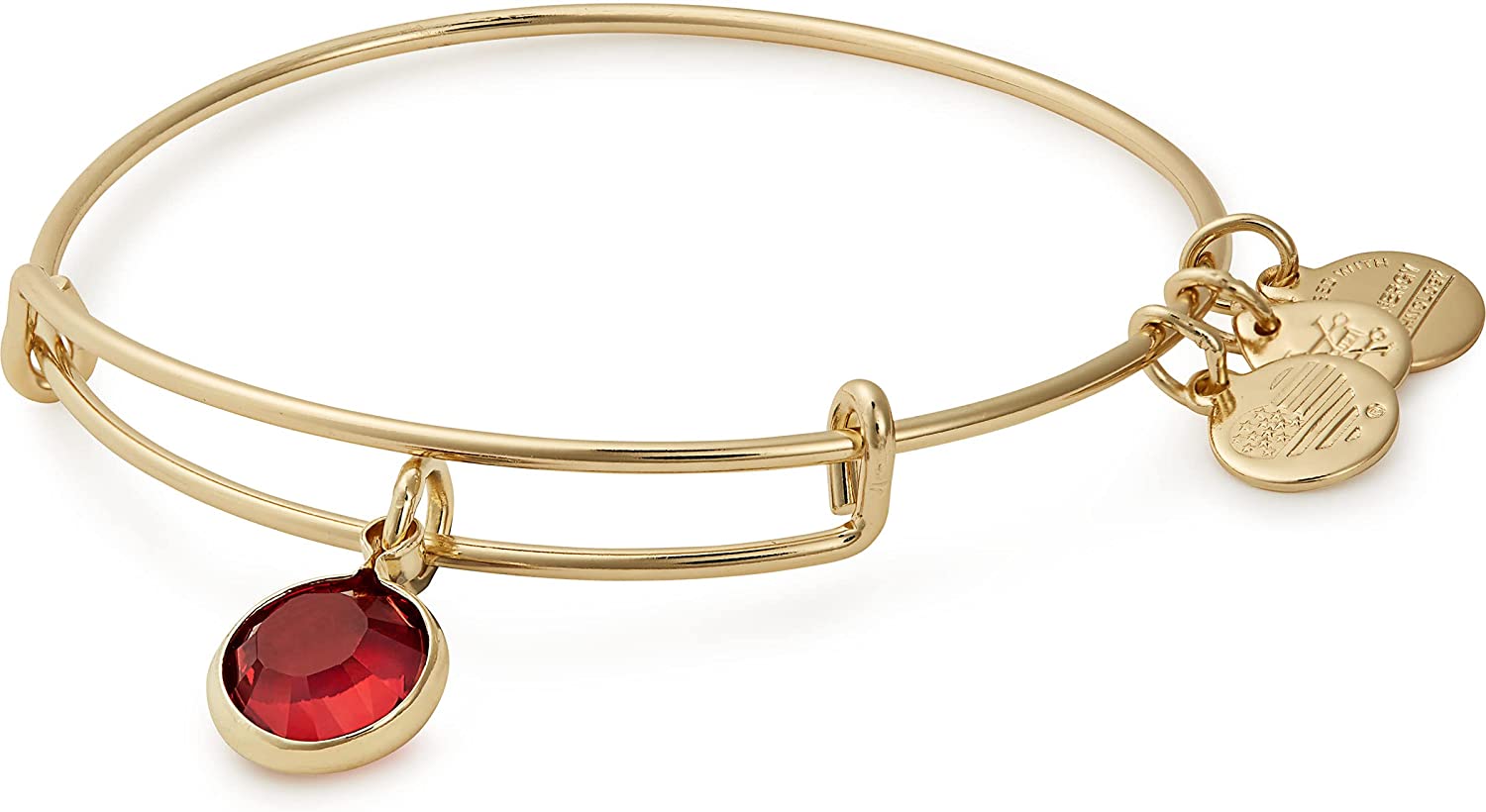 Alex and Ani Birthstones Expandable Bangle for Women, Crystal Charm for Every Month, Shiny Finish, 2 to 3.5 In Apparel & Accessories > Jewelry > Bracelets Alex and Ani Shiny Gold Finish Scarlet Crystal 