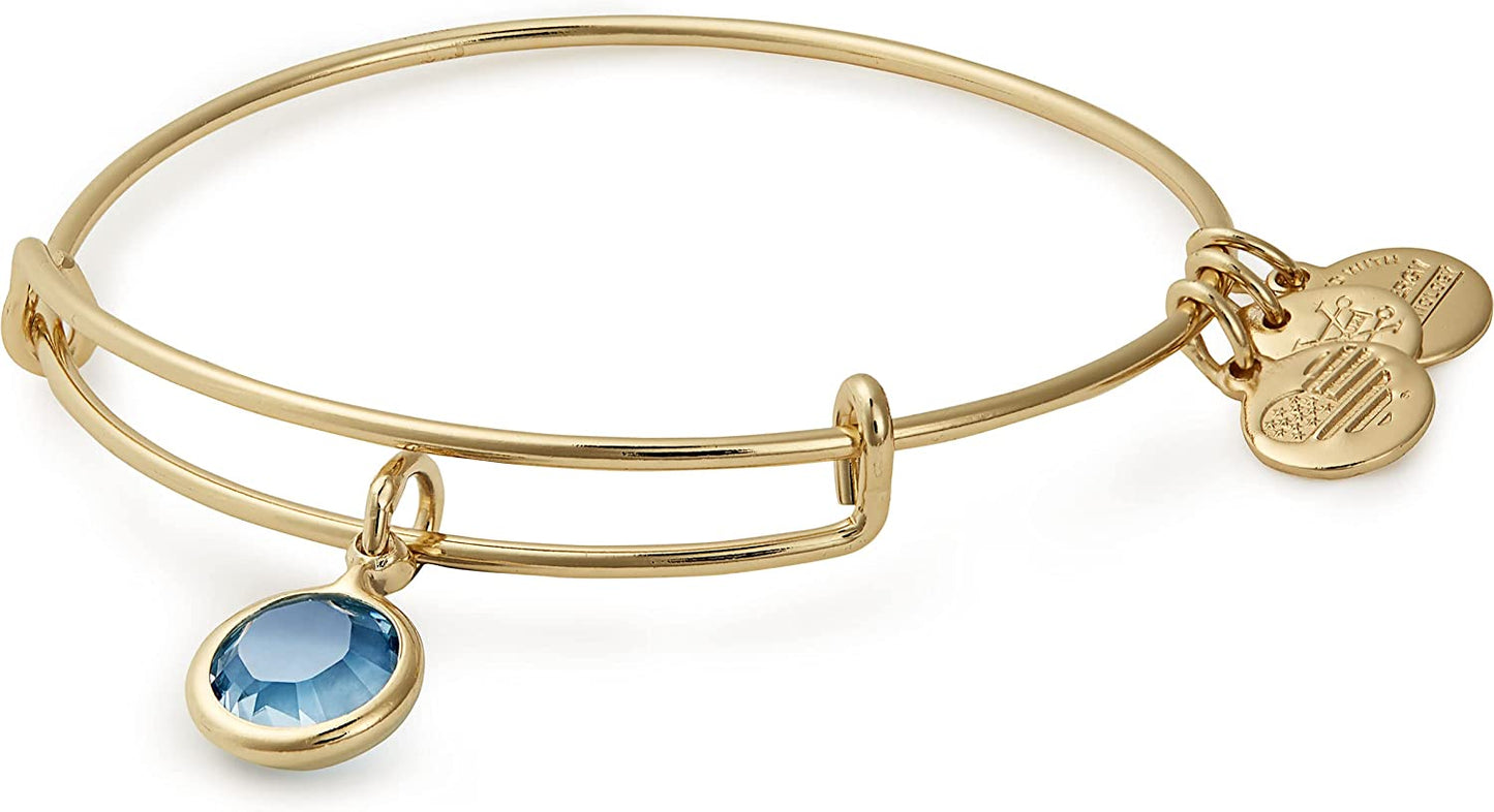 Alex and Ani Birthstones Expandable Bangle for Women, Crystal Charm for Every Month, Shiny Finish, 2 to 3.5 In Apparel & Accessories > Jewelry > Bracelets Alex and Ani Shiny Gold Finish Aquamarine Crystal 
