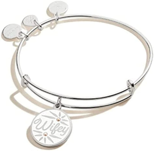 Alex and Ani Bridal Expandable Bangle for Women, Wifey Charm, Shiny Silver Finish, 2 to 3.5 In, One Size (A20BRID06SS) Apparel & Accessories > Jewelry > Bracelets Alex and Ani   