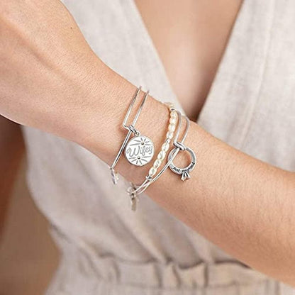 Alex and Ani Bridal Expandable Bangle for Women, Wifey Charm, Shiny Silver Finish, 2 to 3.5 In, One Size (A20BRID06SS) Apparel & Accessories > Jewelry > Bracelets Alex and Ani   
