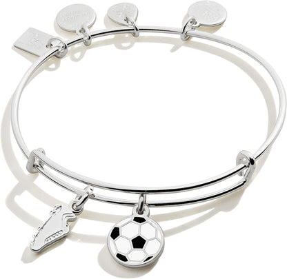 Alex and Ani Collaborations Expandable Bangle for Women, Team USA Duo Charms, Shiny Finish, 2 to 3.5 In Apparel & Accessories > Jewelry > Bracelets Alex and Ani Shiny Silver Finish Soccer 