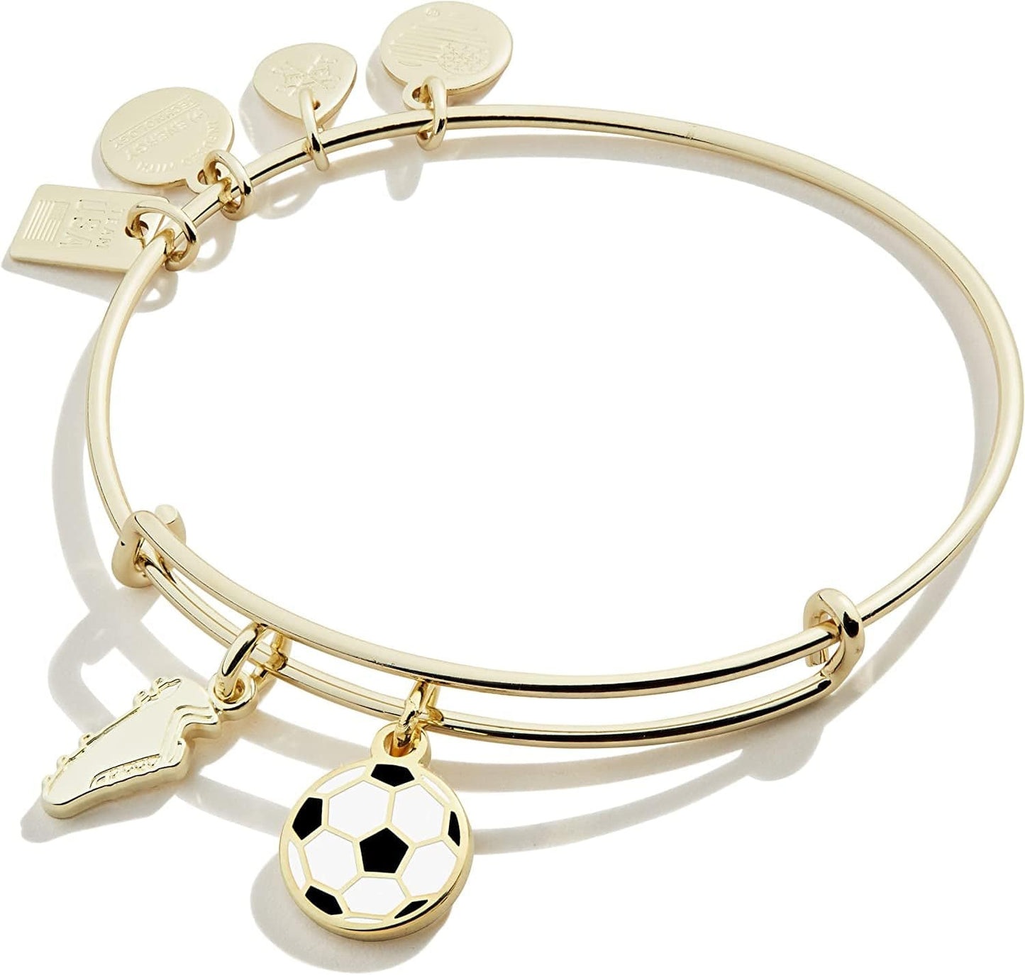 Alex and Ani Collaborations Expandable Bangle for Women, Team USA Duo Charms, Shiny Finish, 2 to 3.5 In Apparel & Accessories > Jewelry > Bracelets Alex and Ani Shiny Gold Finish Soccer 