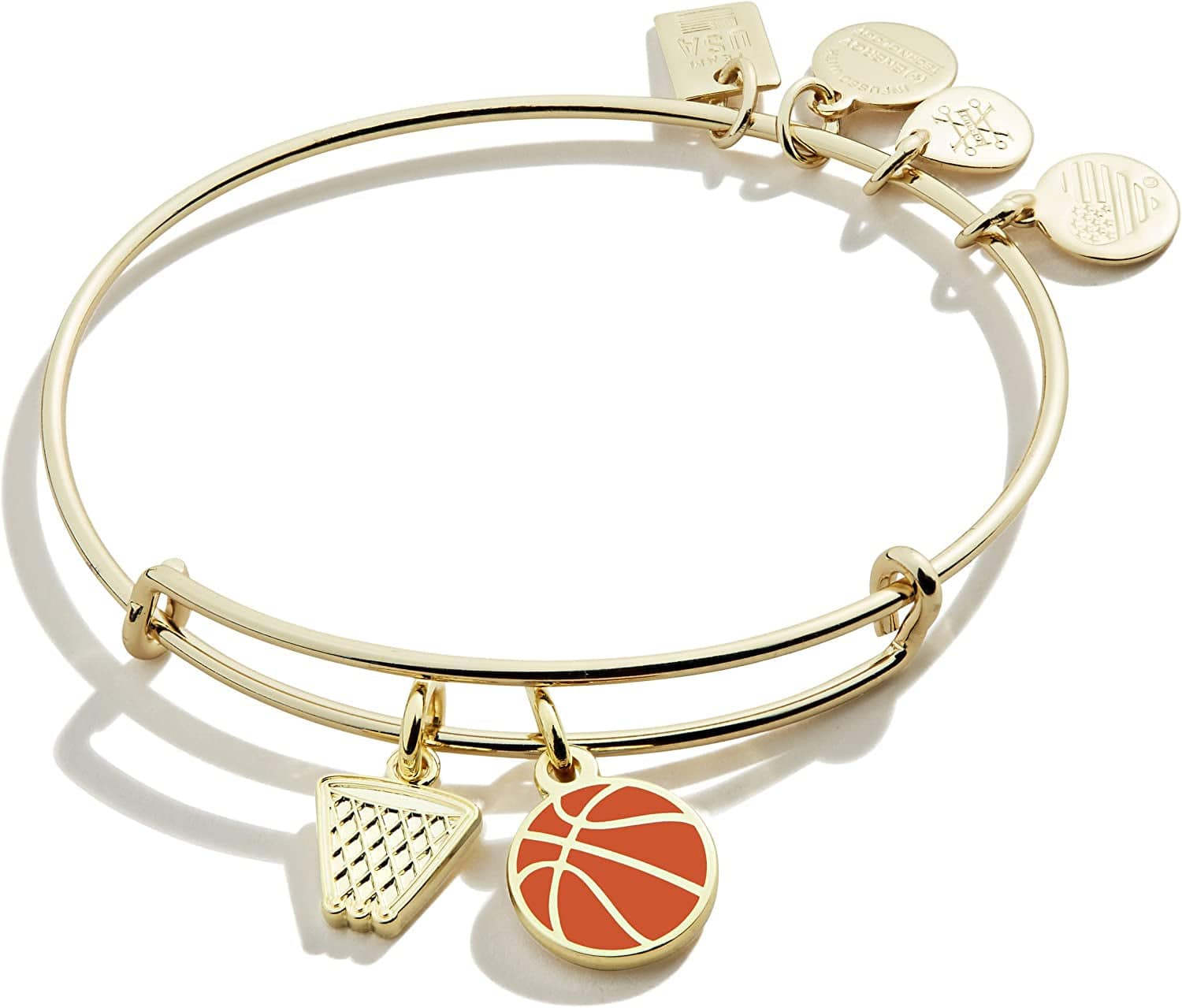 Alex and Ani Collaborations Expandable Bangle for Women, Team USA Duo Charms, Shiny Finish, 2 to 3.5 In Apparel & Accessories > Jewelry > Bracelets Alex and Ani Shiny Gold Finish Basketball 