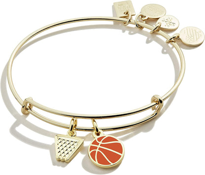Alex and Ani Collaborations Expandable Bangle for Women, Team USA Duo Charms, Shiny Finish, 2 to 3.5 In Apparel & Accessories > Jewelry > Bracelets Alex and Ani Shiny Gold Finish Basketball 