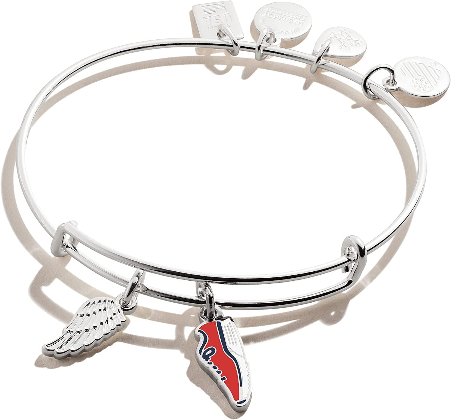 Alex and Ani Collaborations Expandable Bangle for Women, Team USA Duo Charms, Shiny Finish, 2 to 3.5 In Apparel & Accessories > Jewelry > Bracelets Alex and Ani Shiny Silver Finish Track and Field 