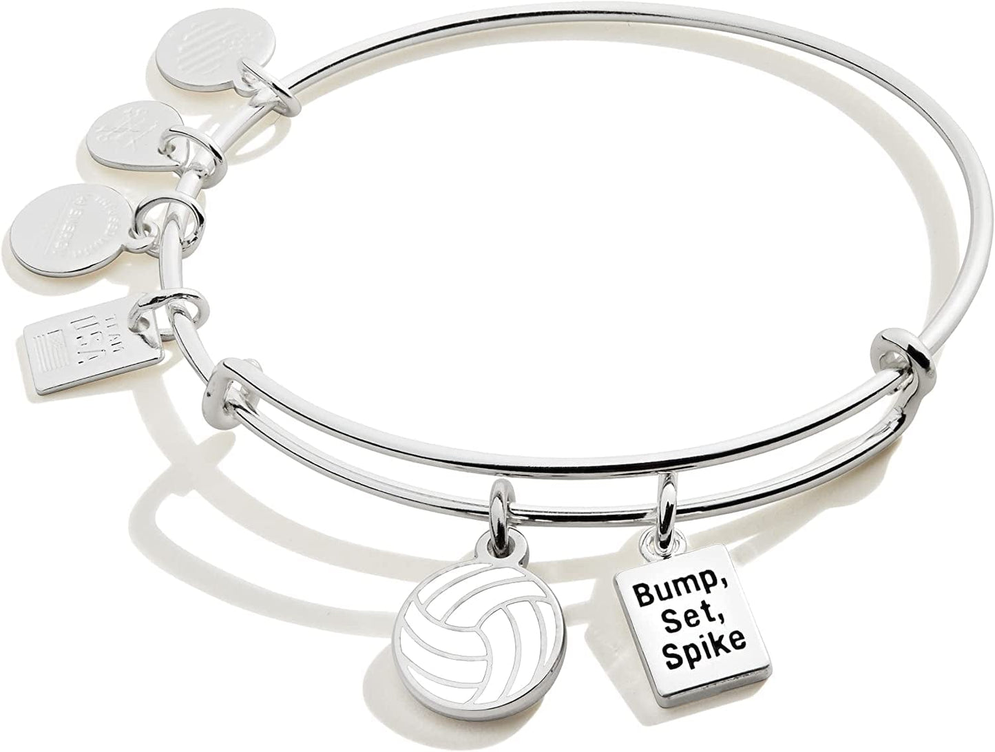 Alex and Ani Collaborations Expandable Bangle for Women, Team USA Duo Charms, Shiny Finish, 2 to 3.5 In Apparel & Accessories > Jewelry > Bracelets Alex and Ani Shiny Silver Finish Volleyball 