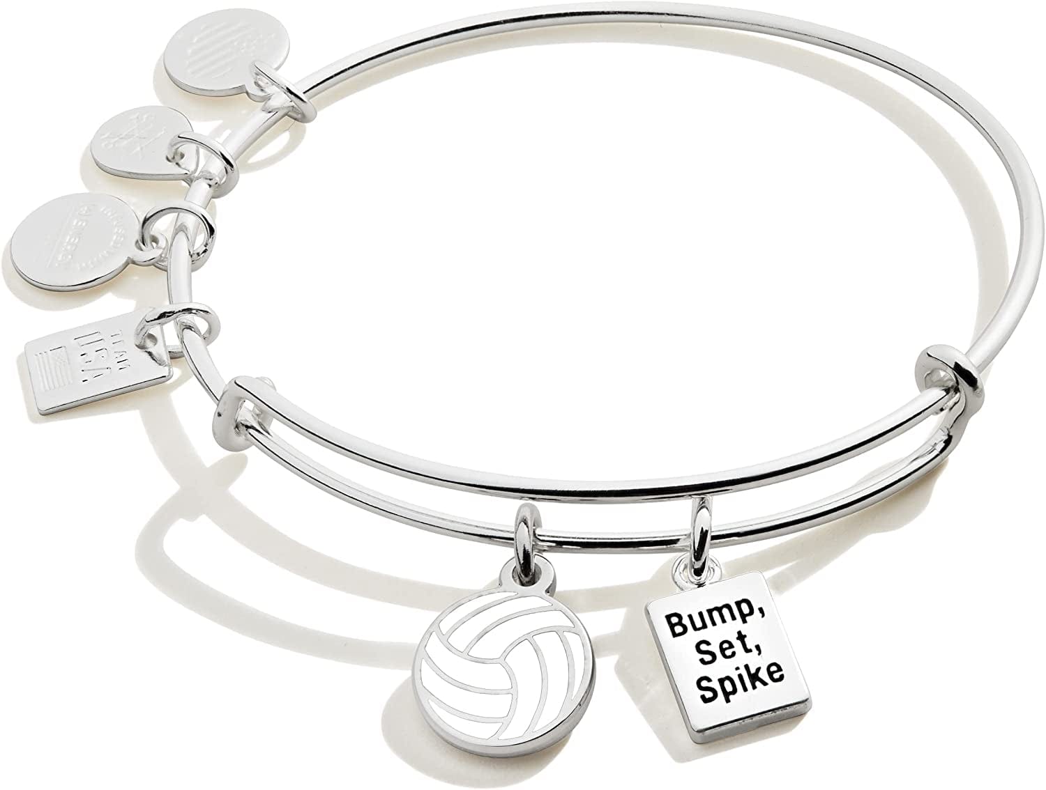 Alex and Ani Collaborations Expandable Bangle for Women, Team USA Duo Charms, Shiny Finish, 2 to 3.5 In Apparel & Accessories > Jewelry > Bracelets Alex and Ani Shiny Silver Finish Volleyball 