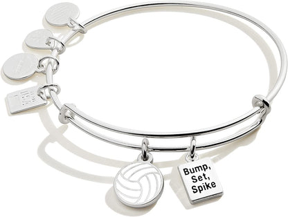 Alex and Ani Collaborations Expandable Bangle for Women, Team USA Duo Charms, Shiny Finish, 2 to 3.5 In Apparel & Accessories > Jewelry > Bracelets Alex and Ani Shiny Silver Finish Volleyball 