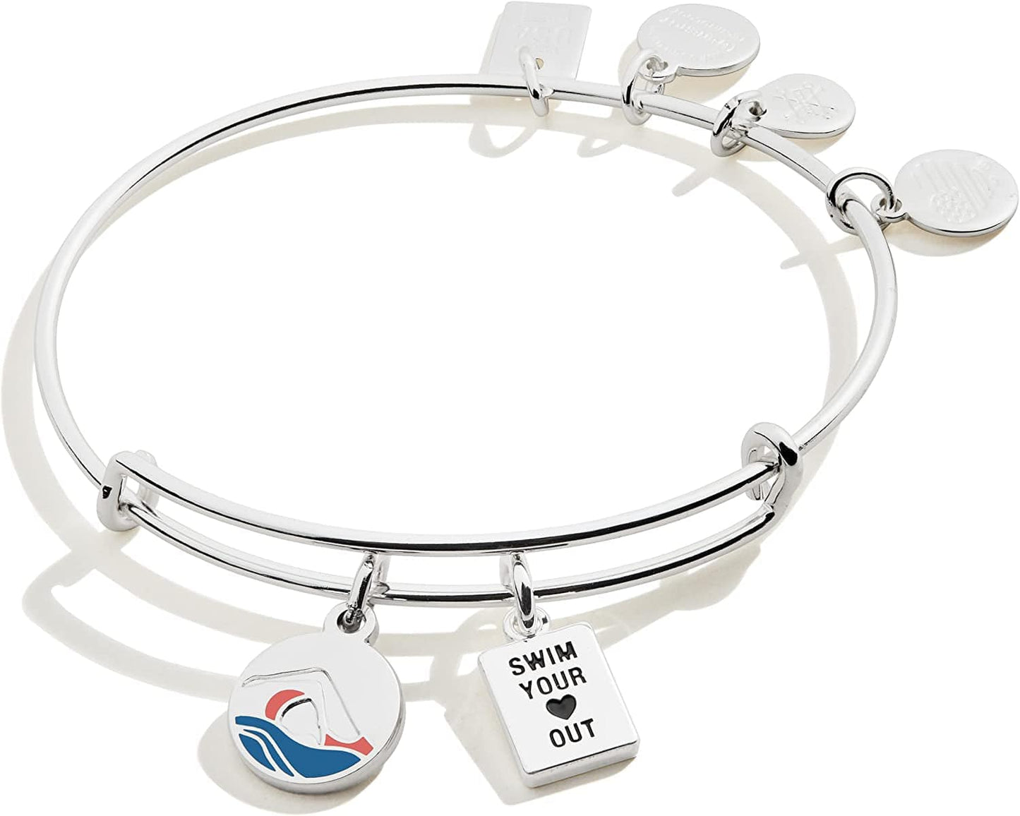 Alex and Ani Collaborations Expandable Bangle for Women, Team USA Duo Charms, Shiny Finish, 2 to 3.5 In Apparel & Accessories > Jewelry > Bracelets Alex and Ani Shiny Silver Finish Swimming 