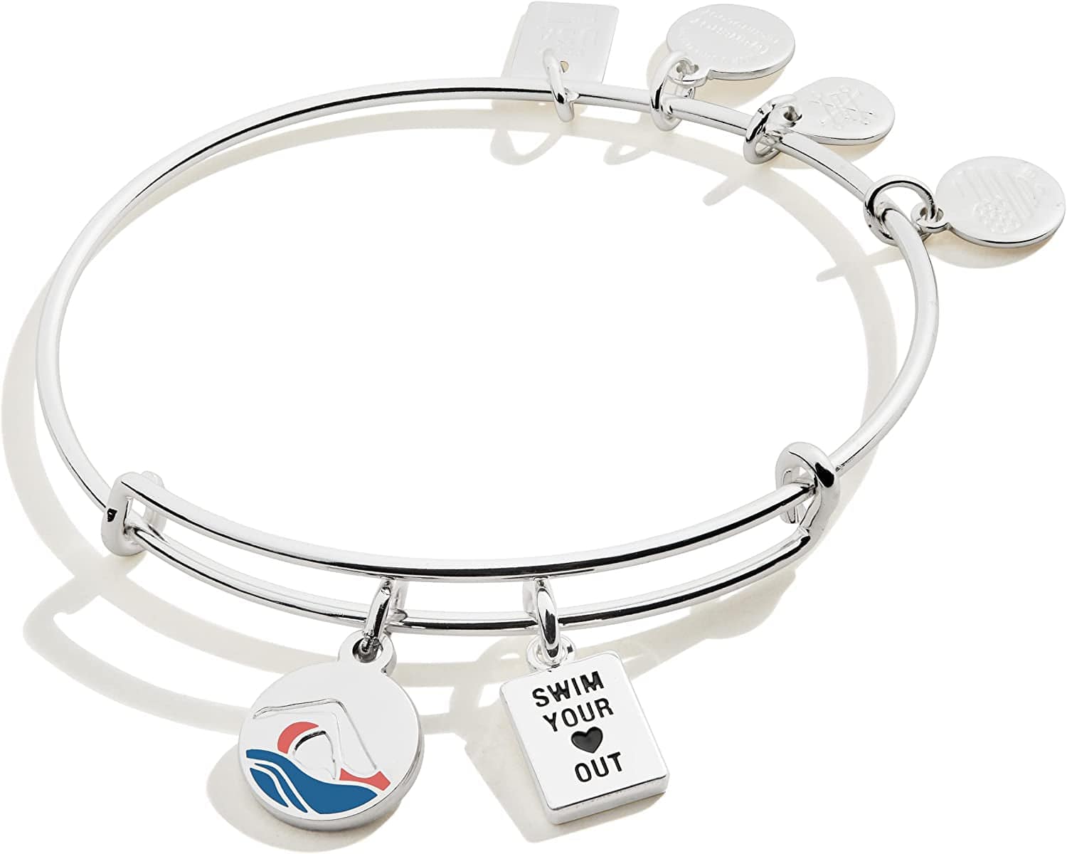 Alex and Ani Collaborations Expandable Bangle for Women, Team USA Duo Charms, Shiny Finish, 2 to 3.5 In Apparel & Accessories > Jewelry > Bracelets Alex and Ani Shiny Silver Finish Swimming 