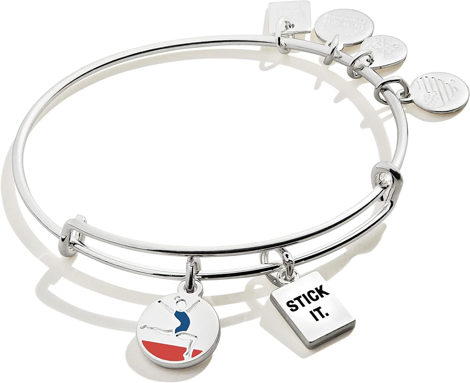 Alex and Ani Collaborations Expandable Bangle for Women, Team USA Duo Charms, Shiny Finish, 2 to 3.5 In Apparel & Accessories > Jewelry > Bracelets Alex and Ani Shiny Silver Finish Gymnastics 