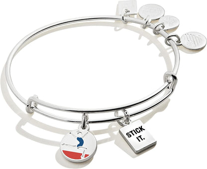 Alex and Ani Collaborations Expandable Bangle for Women, Team USA Duo Charms, Shiny Finish, 2 to 3.5 In Apparel & Accessories > Jewelry > Bracelets Alex and Ani Shiny Silver Finish Gymnastics 