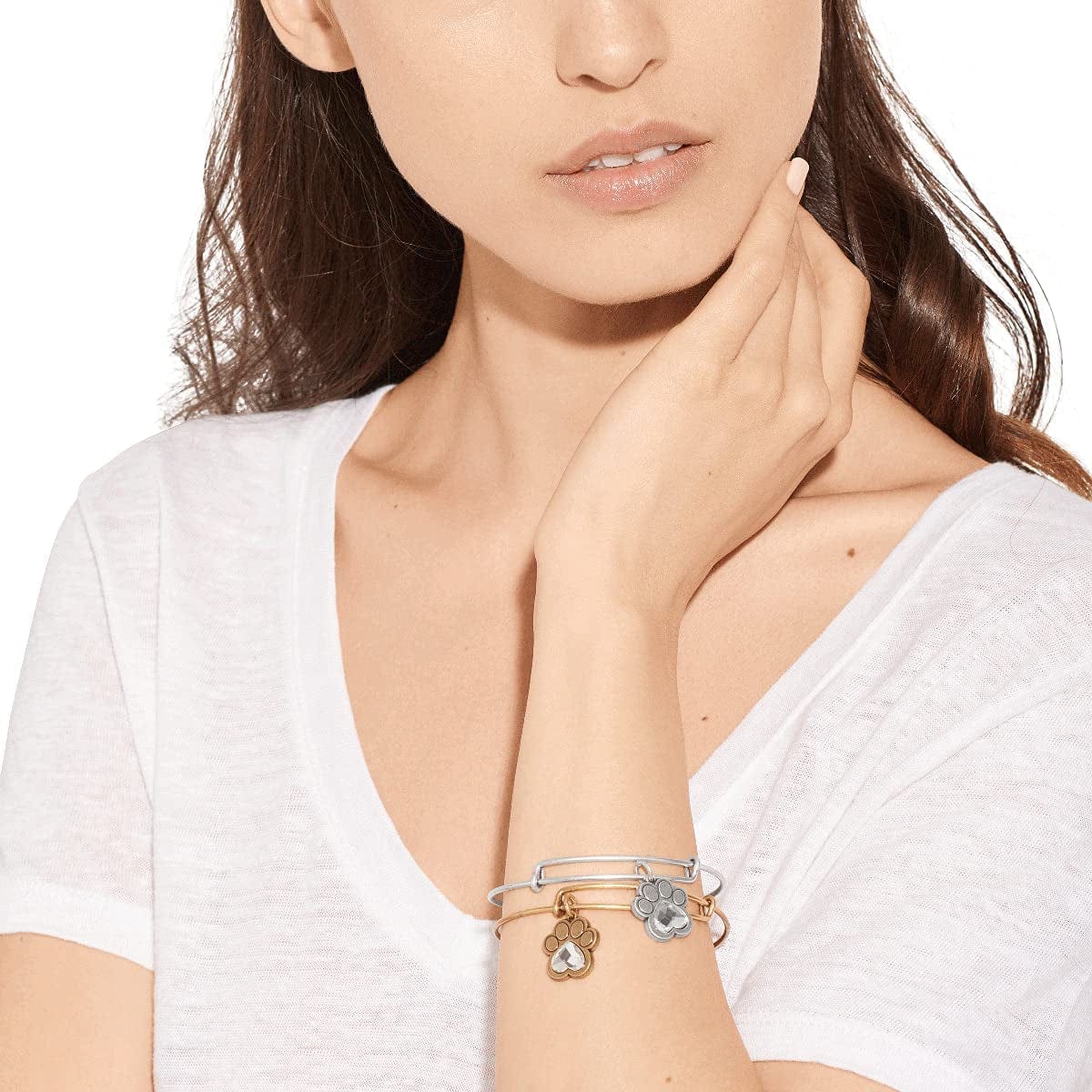 Alex and Ani Expandable Bangle for Women, Crystal Paw Prints of Love Charm, Rafaelian Finish, 2 to 3.5 In Apparel & Accessories > Jewelry > Bracelets Alex and Ani   