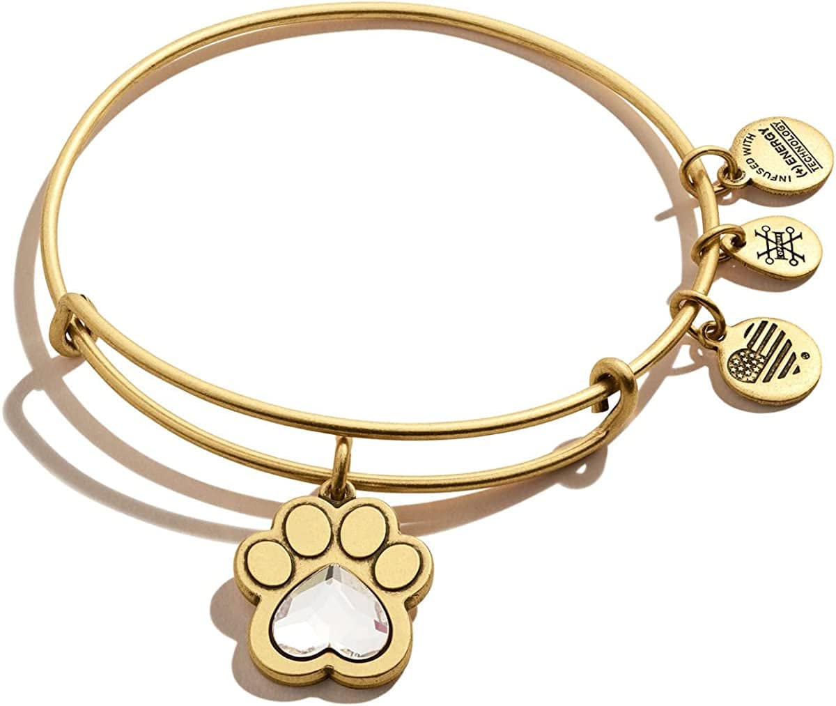 Alex and Ani Expandable Bangle for Women, Crystal Paw Prints of Love Charm, Rafaelian Finish, 2 to 3.5 In Apparel & Accessories > Jewelry > Bracelets Alex and Ani Rafaelian Gold Finish  