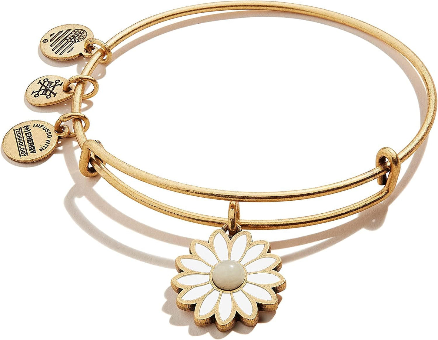 Alex and Ani Expandable Bangle for Women, Daisy Charm, Pineapple Jasper Gemstone, Rafaelian Finish, 2 to 3.5 In Apparel & Accessories > Jewelry > Bracelets Alex and Ani Rafaelian Gold Finish  