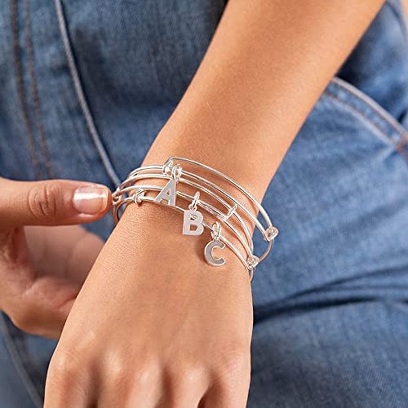 Alex and Ani Expandable Bangle for Women, Initials a to Z Letter Charms, Shiny Finish, 2 to 3.5 In Apparel & Accessories > Jewelry > Bracelets Alex and Ani   