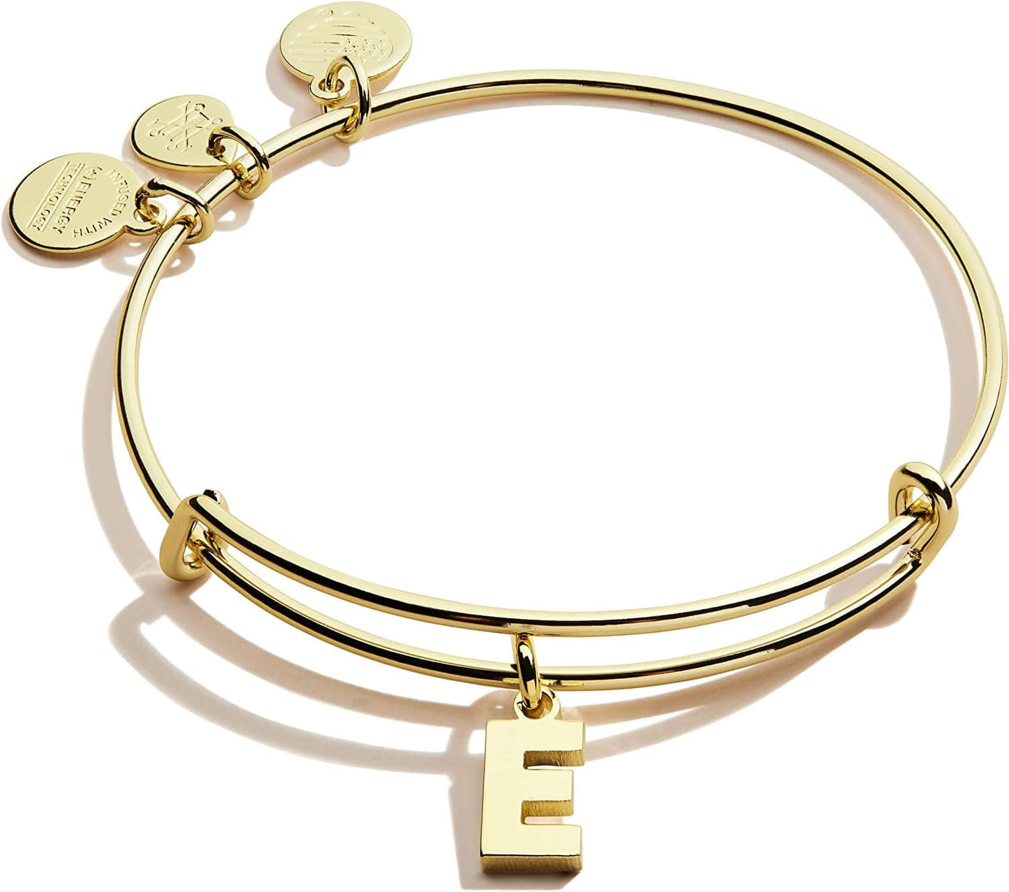 Alex and Ani Expandable Bangle for Women, Initials a to Z Letter Charms, Shiny Finish, 2 to 3.5 In Apparel & Accessories > Jewelry > Bracelets Alex and Ani Shiny Gold Finish Initial E 