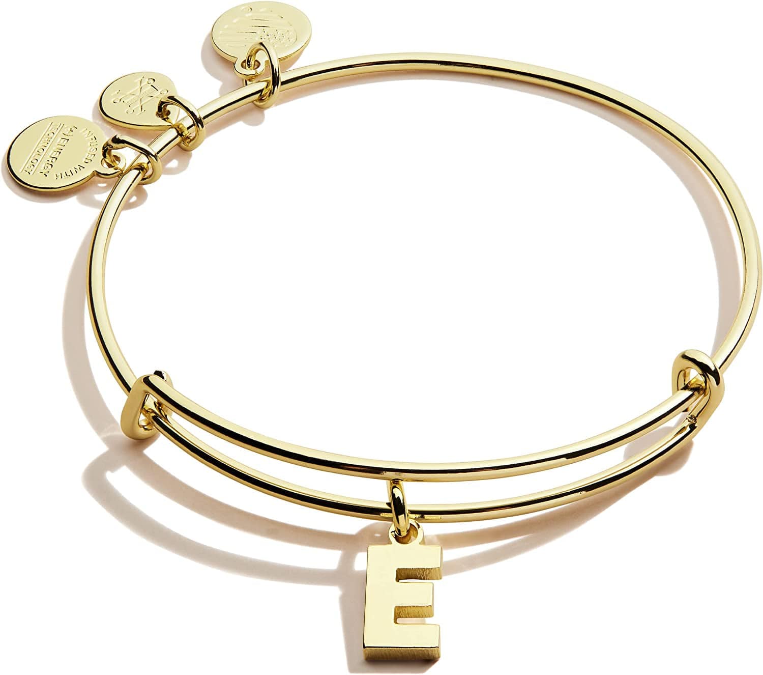 Alex and Ani Expandable Bangle for Women, Initials a to Z Letter Charms, Shiny Finish, 2 to 3.5 In Apparel & Accessories > Jewelry > Bracelets Alex and Ani Shiny Gold Finish Initial E 