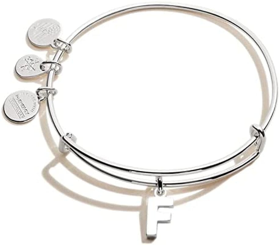 Alex and Ani Expandable Bangle for Women, Initials a to Z Letter Charms, Shiny Finish, 2 to 3.5 In Apparel & Accessories > Jewelry > Bracelets Alex and Ani Shiny Silver Finish Initial F 