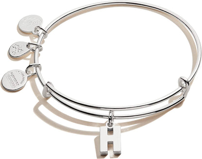 Alex and Ani Expandable Bangle for Women, Initials a to Z Letter Charms, Shiny Finish, 2 to 3.5 In Apparel & Accessories > Jewelry > Bracelets Alex and Ani Shiny Silver Finish Initial H 