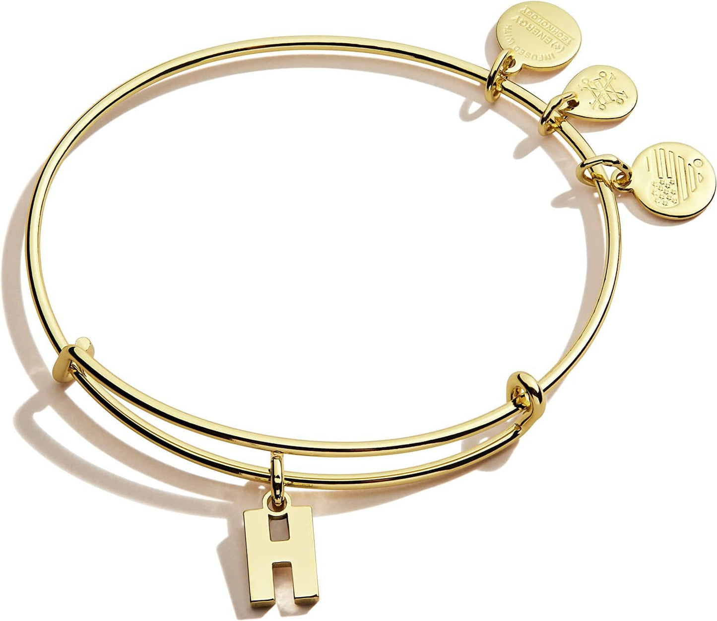 Alex and Ani Expandable Bangle for Women, Initials a to Z Letter Charms, Shiny Finish, 2 to 3.5 In Apparel & Accessories > Jewelry > Bracelets Alex and Ani Shiny Gold Finish Initial H 