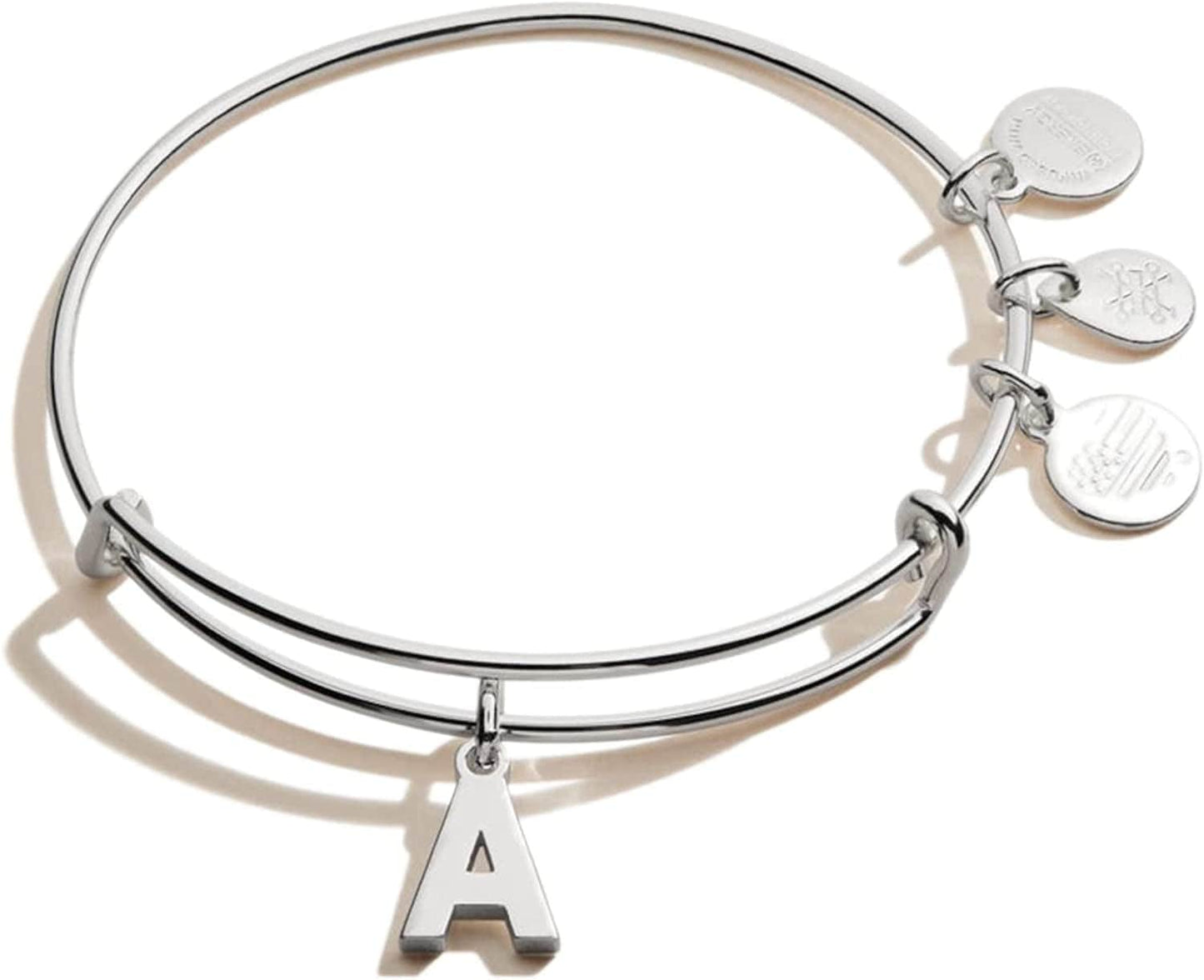 Alex and Ani Expandable Bangle for Women, Initials a to Z Letter Charms, Shiny Finish, 2 to 3.5 In Apparel & Accessories > Jewelry > Bracelets Alex and Ani Shiny Silver Finish Initial A 