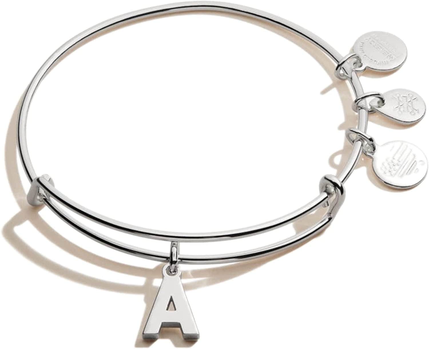 Alex and Ani Expandable Bangle for Women, Initials a to Z Letter Charms, Shiny Finish, 2 to 3.5 In Apparel & Accessories > Jewelry > Bracelets Alex and Ani Shiny Silver Finish Initial A 