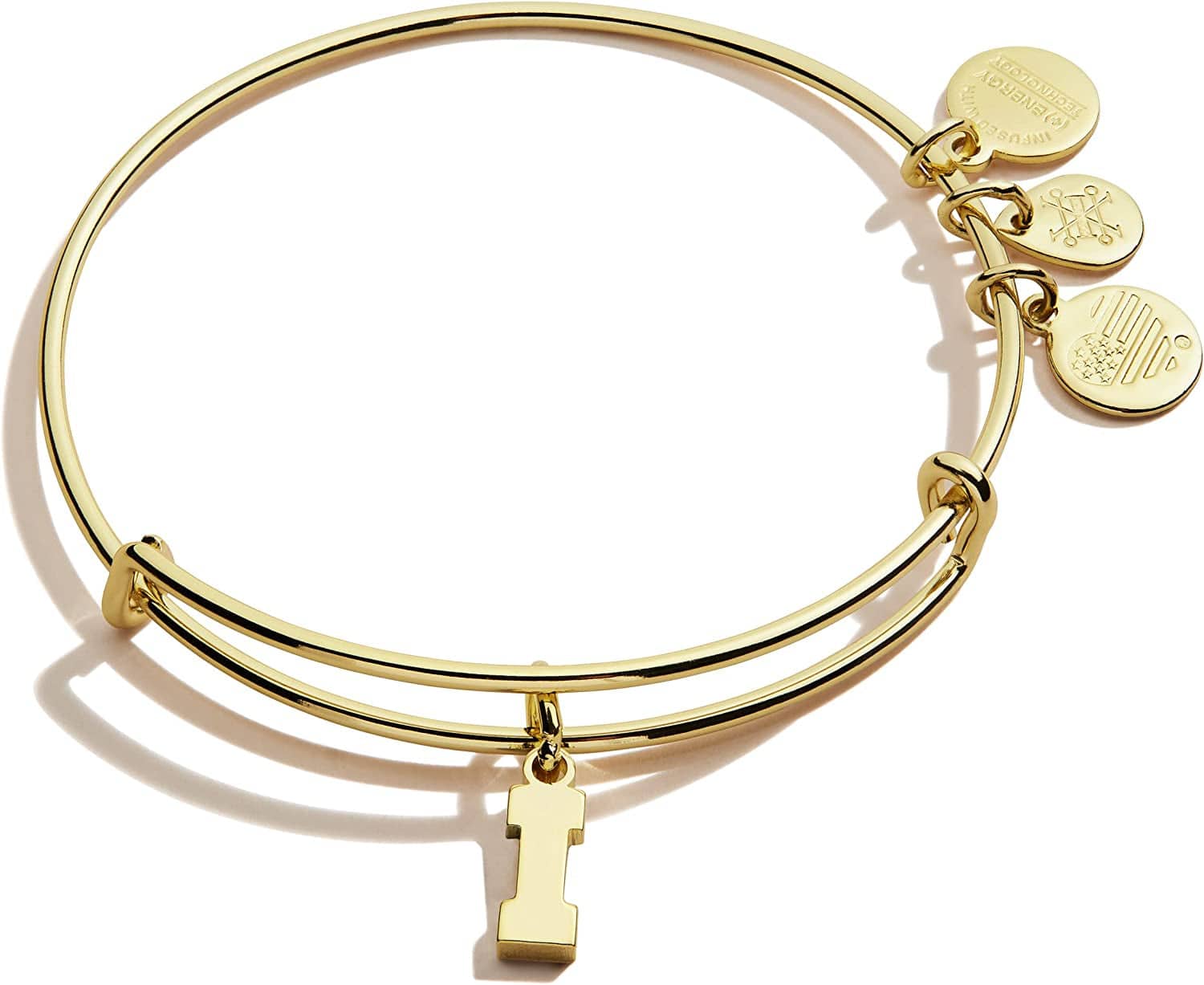Alex and Ani Expandable Bangle for Women, Initials a to Z Letter Charms, Shiny Finish, 2 to 3.5 In Apparel & Accessories > Jewelry > Bracelets Alex and Ani Shiny Gold Finish Initial I 