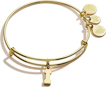 Alex and Ani Expandable Bangle for Women, Initials a to Z Letter Charms, Shiny Finish, 2 to 3.5 In Apparel & Accessories > Jewelry > Bracelets Alex and Ani Shiny Gold Finish Initial I 