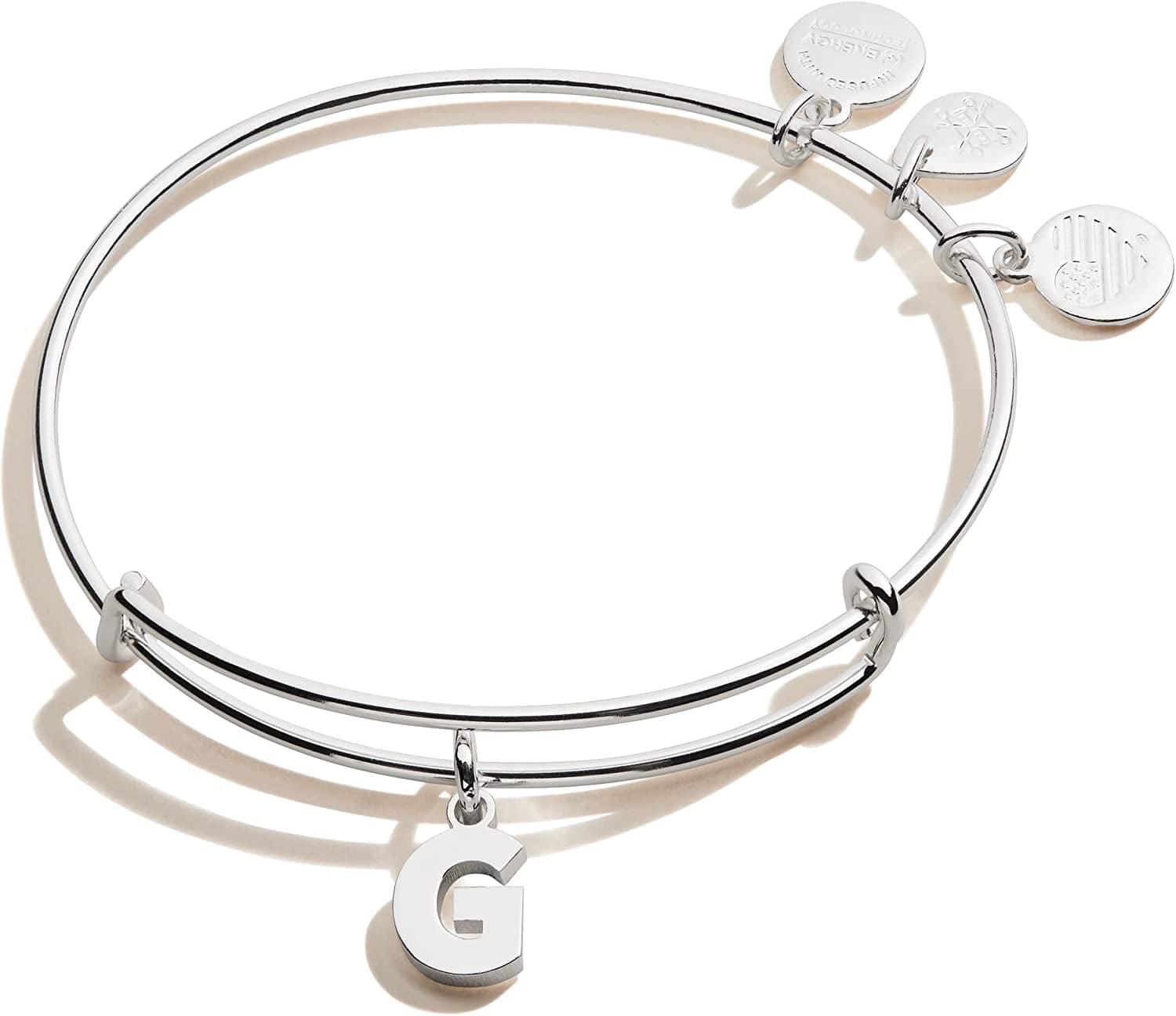 Alex and Ani Expandable Bangle for Women, Initials a to Z Letter Charms, Shiny Finish, 2 to 3.5 In Apparel & Accessories > Jewelry > Bracelets Alex and Ani Shiny Silver Finish Initial G 