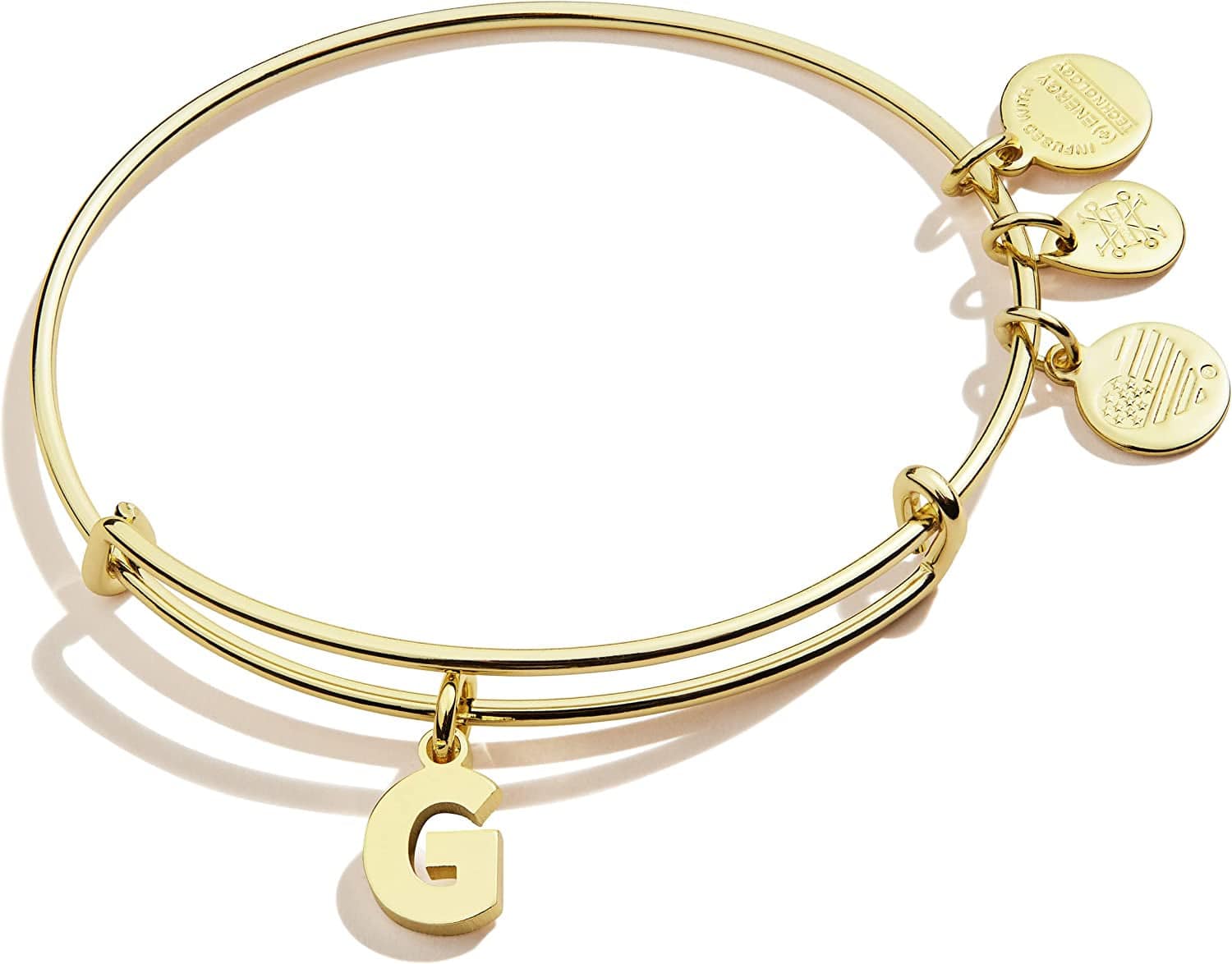 Alex and Ani Expandable Bangle for Women, Initials a to Z Letter Charms, Shiny Finish, 2 to 3.5 In Apparel & Accessories > Jewelry > Bracelets Alex and Ani Shiny Gold Finish Initial G 
