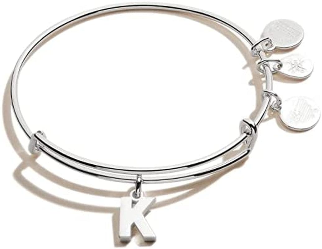 Alex and Ani Expandable Bangle for Women, Initials a to Z Letter Charms, Shiny Finish, 2 to 3.5 In Apparel & Accessories > Jewelry > Bracelets Alex and Ani Shiny Silver Finish Initial K 