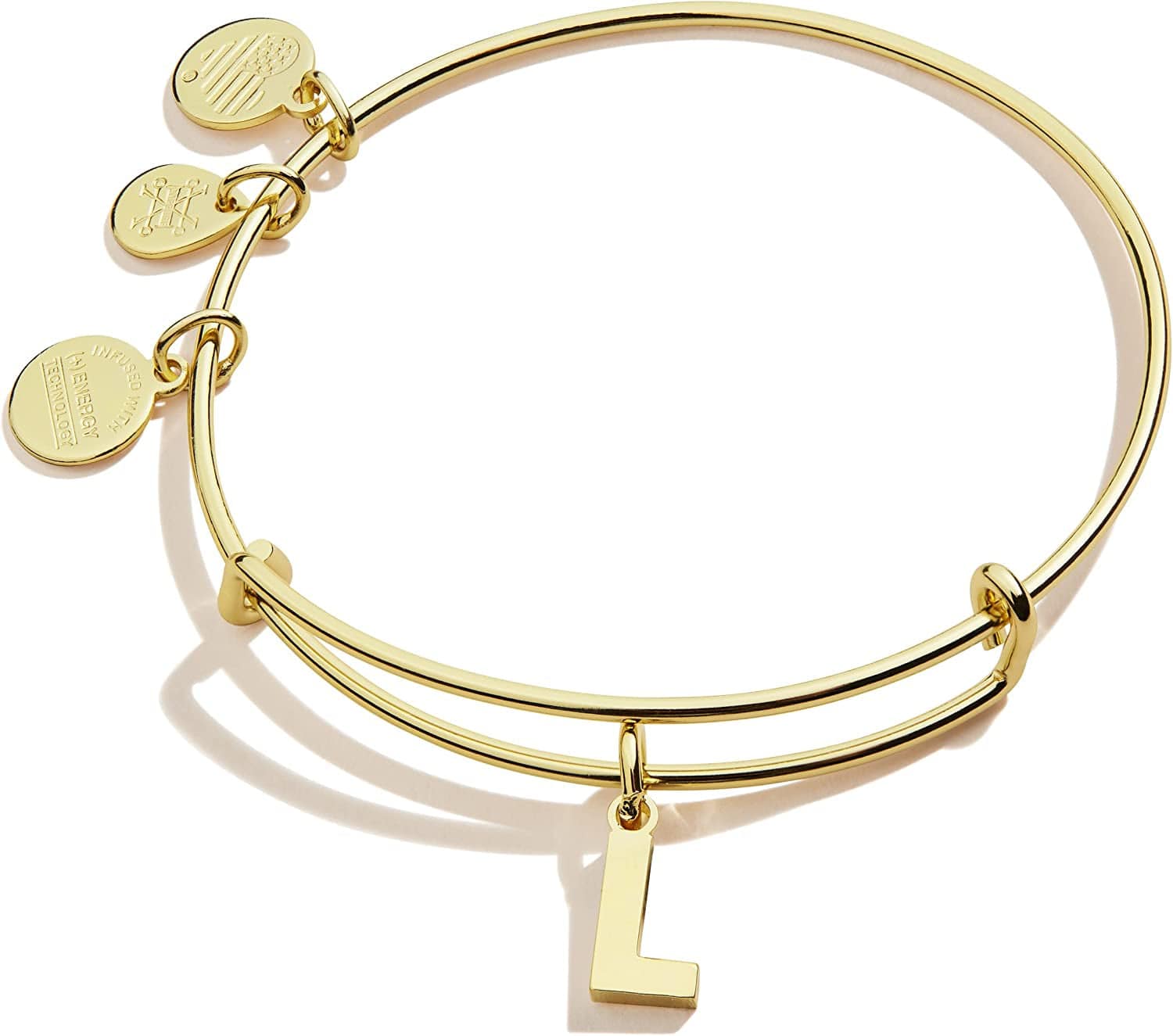 Alex and Ani Expandable Bangle for Women, Initials a to Z Letter Charms, Shiny Finish, 2 to 3.5 In Apparel & Accessories > Jewelry > Bracelets Alex and Ani Shiny Gold Finish Initial L 