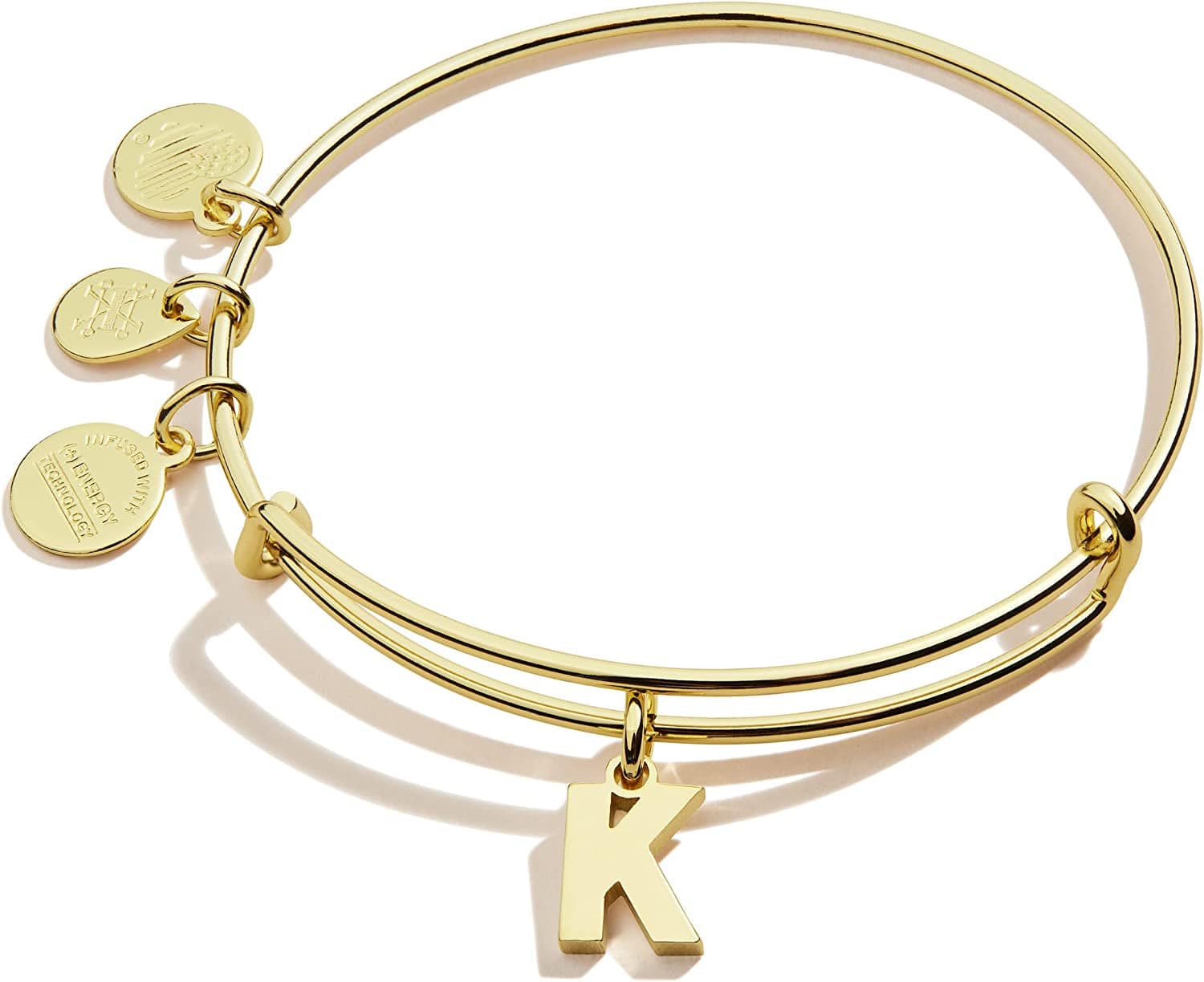 Alex and Ani Expandable Bangle for Women, Initials a to Z Letter Charms, Shiny Finish, 2 to 3.5 In Apparel & Accessories > Jewelry > Bracelets Alex and Ani Shiny Gold Finish Initial K 