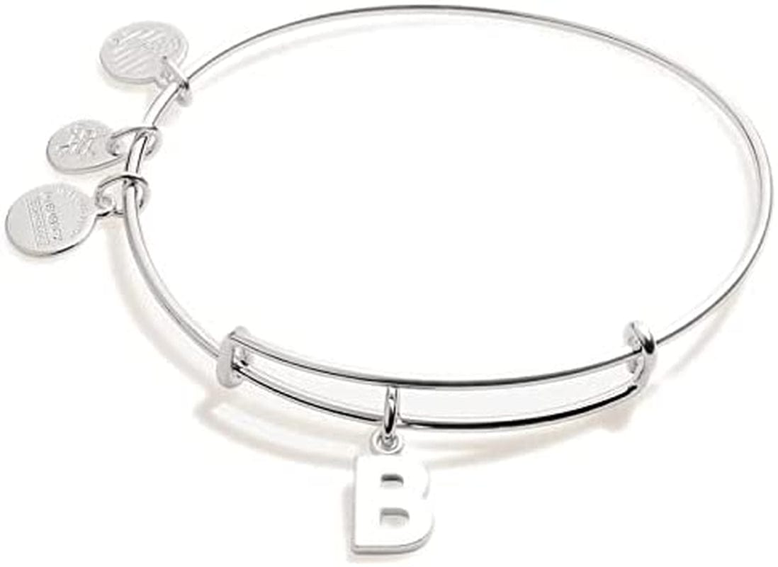 Alex and Ani Expandable Bangle for Women, Initials a to Z Letter Charms, Shiny Finish, 2 to 3.5 In Apparel & Accessories > Jewelry > Bracelets Alex and Ani Shiny Silver Finish Initial B 