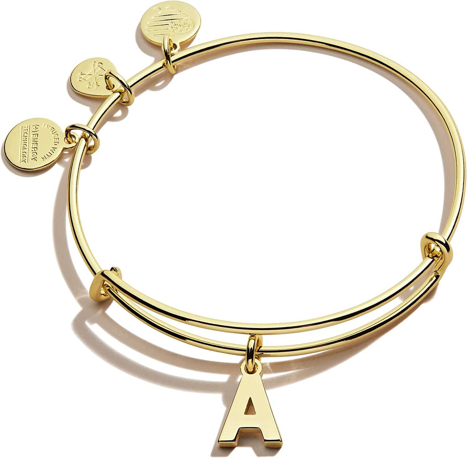 Alex and Ani Expandable Bangle for Women, Initials a to Z Letter Charms, Shiny Finish, 2 to 3.5 In Apparel & Accessories > Jewelry > Bracelets Alex and Ani Shiny Gold Finish Initial A 