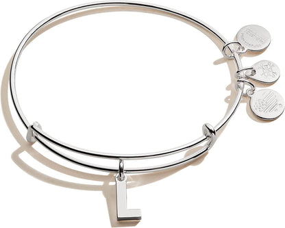 Alex and Ani Expandable Bangle for Women, Initials a to Z Letter Charms, Shiny Finish, 2 to 3.5 In Apparel & Accessories > Jewelry > Bracelets Alex and Ani Shiny Silver Finish Initial L 