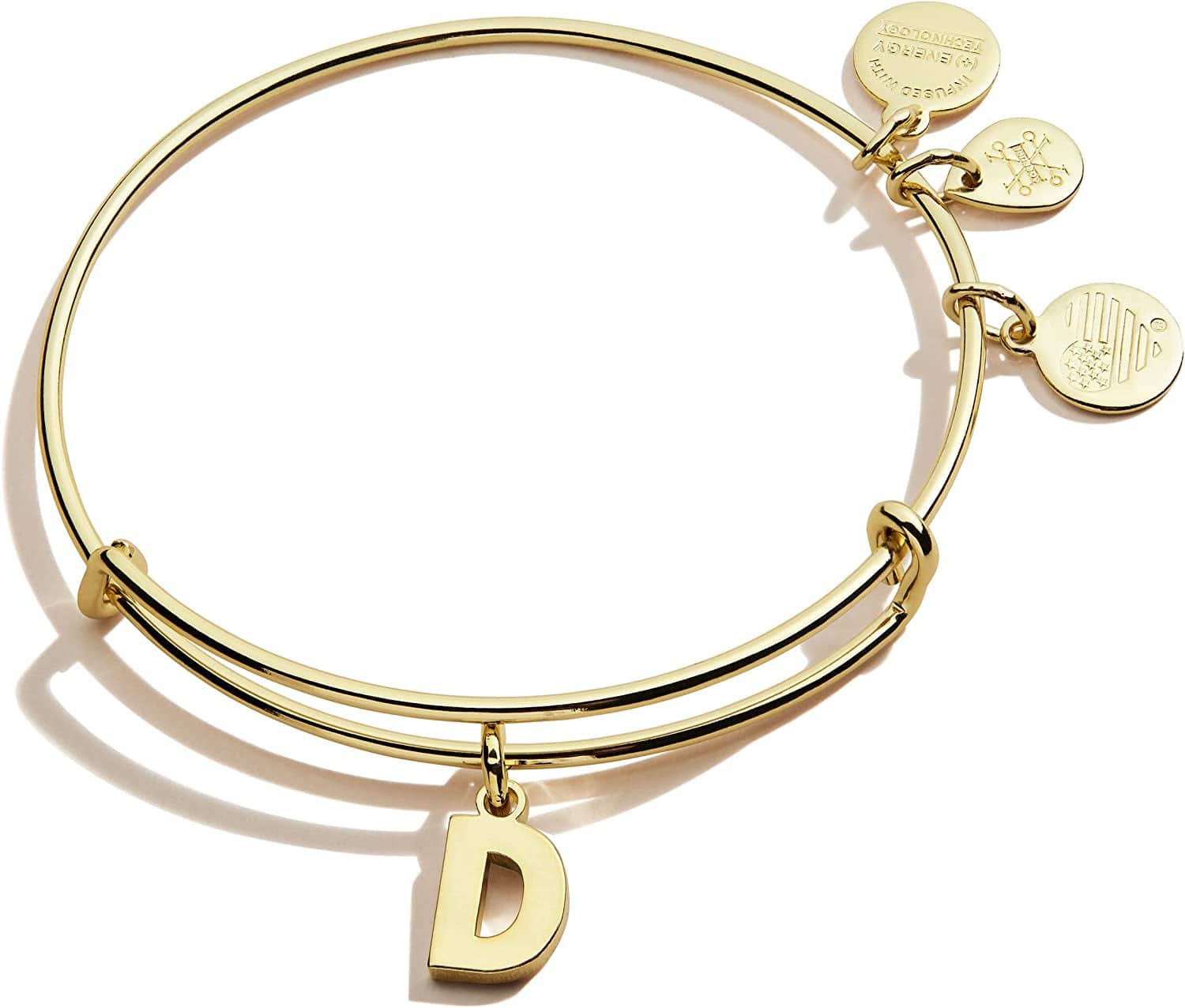 Alex and Ani Expandable Bangle for Women, Initials a to Z Letter Charms, Shiny Finish, 2 to 3.5 In Apparel & Accessories > Jewelry > Bracelets Alex and Ani Shiny Gold Finish Initial D 