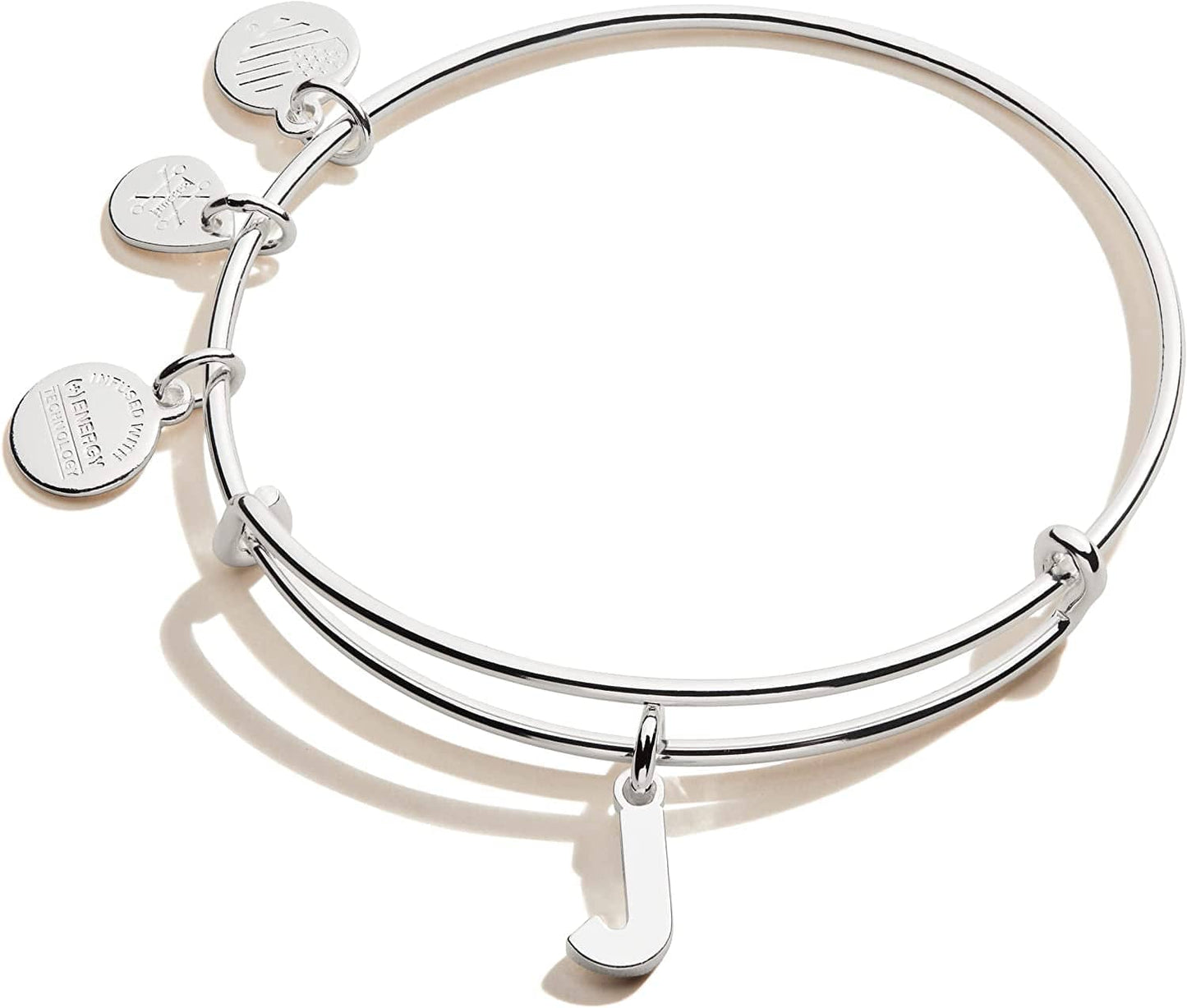 Alex and Ani Expandable Bangle for Women, Initials a to Z Letter Charms, Shiny Finish, 2 to 3.5 In Apparel & Accessories > Jewelry > Bracelets Alex and Ani Shiny Silver Finish Initial J 