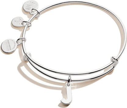 Alex and Ani Expandable Bangle for Women, Initials a to Z Letter Charms, Shiny Finish, 2 to 3.5 In Apparel & Accessories > Jewelry > Bracelets Alex and Ani Shiny Silver Finish Initial J 