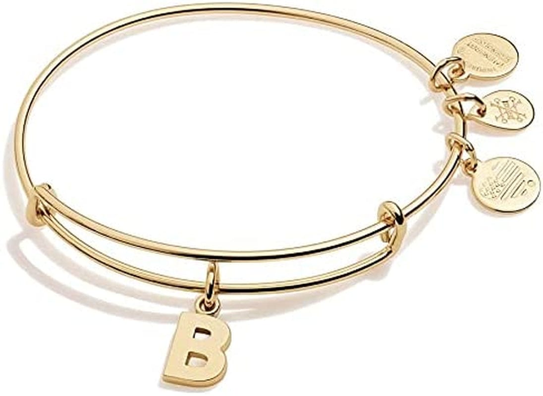 Alex and Ani Expandable Bangle for Women, Initials a to Z Letter Charms, Shiny Finish, 2 to 3.5 In Apparel & Accessories > Jewelry > Bracelets Alex and Ani Shiny Gold Finish Initial B 