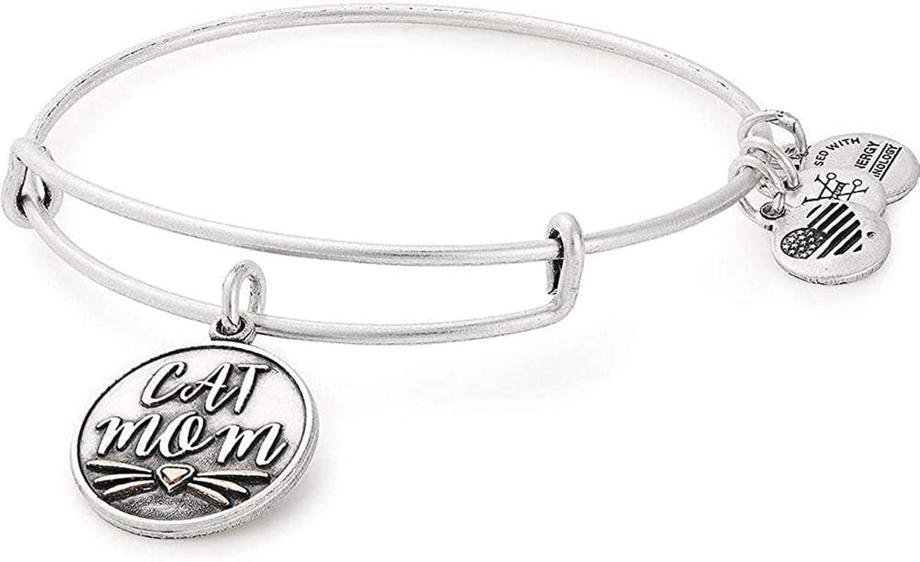Alex and Ani Expandable Wire Bangle Bracelet for Women, Dog or Cat Mom Charm, Rafaelian Finish, 2 to 3.5 In Apparel & Accessories > Jewelry > Bracelets Alex and Ani Cat Mom  