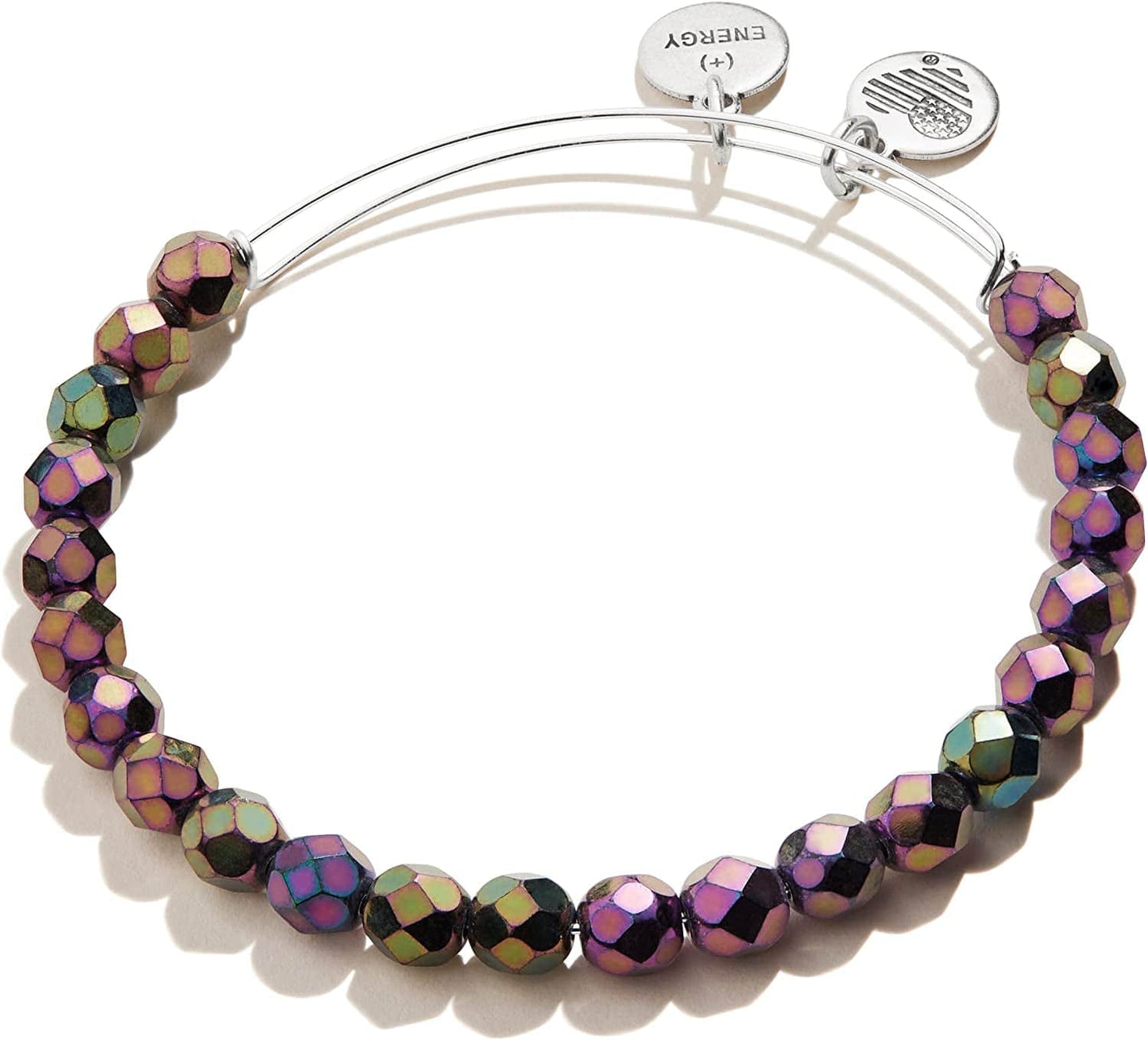 Alex and Ani Solstice Beaded Expandable Bangle for Women, Colored Beads, Shiny Finish, 2 to 3.5 In Apparel & Accessories > Jewelry > Bracelets Alex and Ani Eggplant Purple Beads  